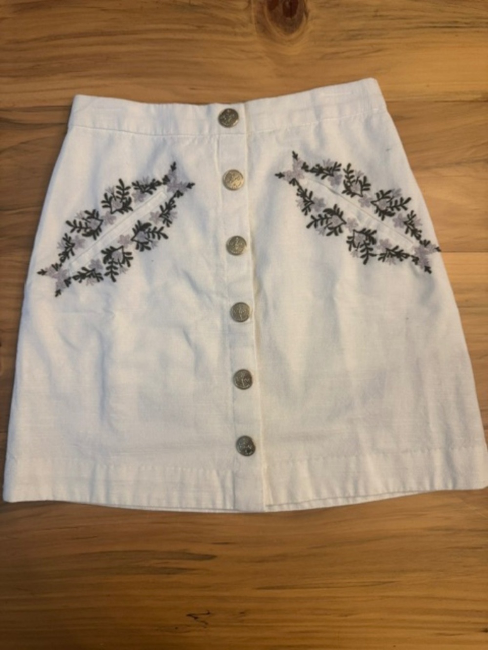 NWT Cartolina Cosette Embroidered Linen Mini Skirt XXS